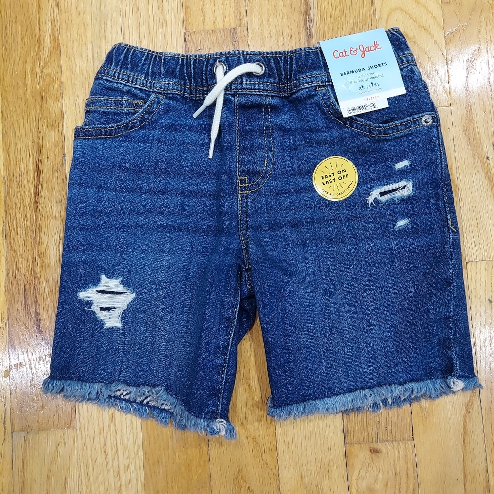 📢 NWT Cat & Jack Blue Denim Unisex Bermuda Shorts (Size: XS)